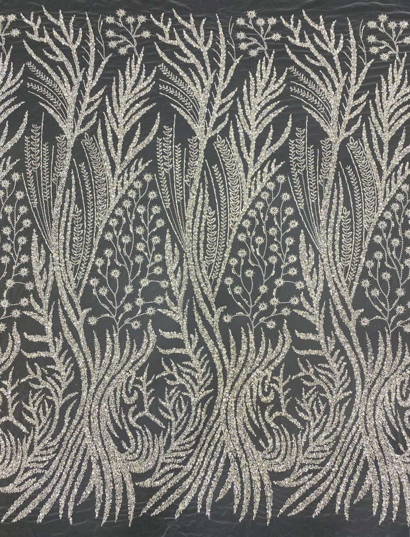 Foam Bead & Sequin Embroidered Bridal Fabric