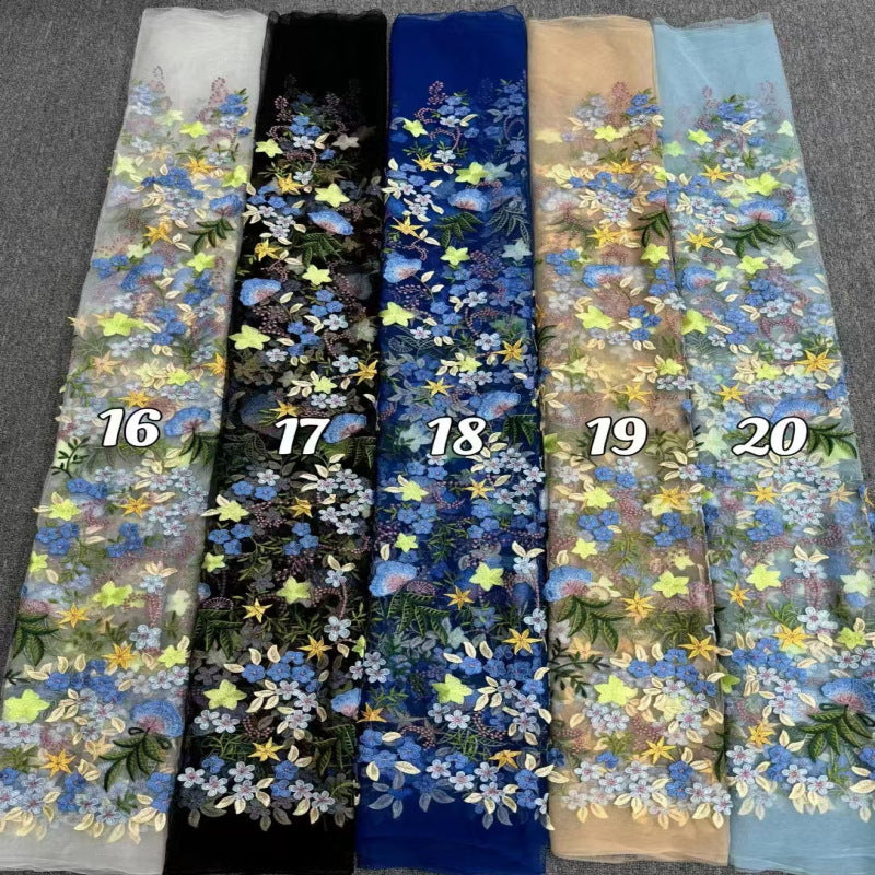 Multicolor Embroidered Bridal Fabric – Design 29087 — fabric photo 2