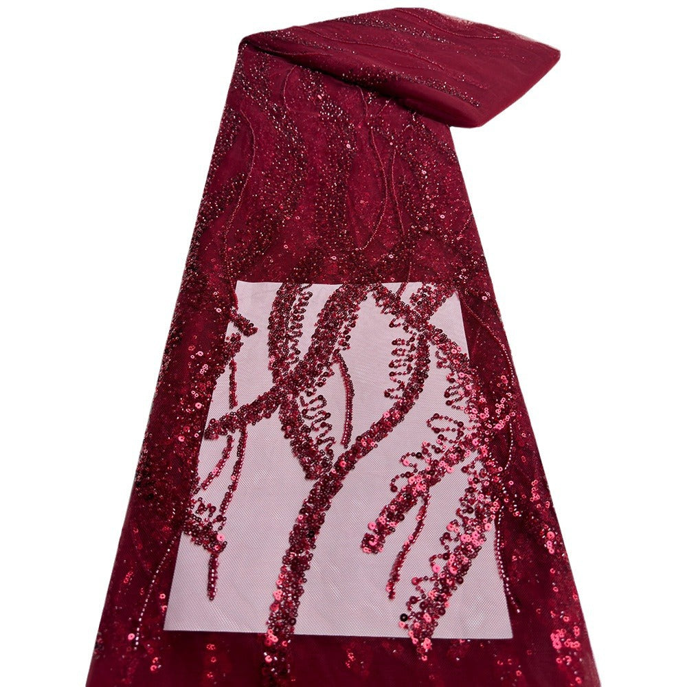 Bugle Beaded Sequin Embroidered Mesh Lace — fabric photo 5