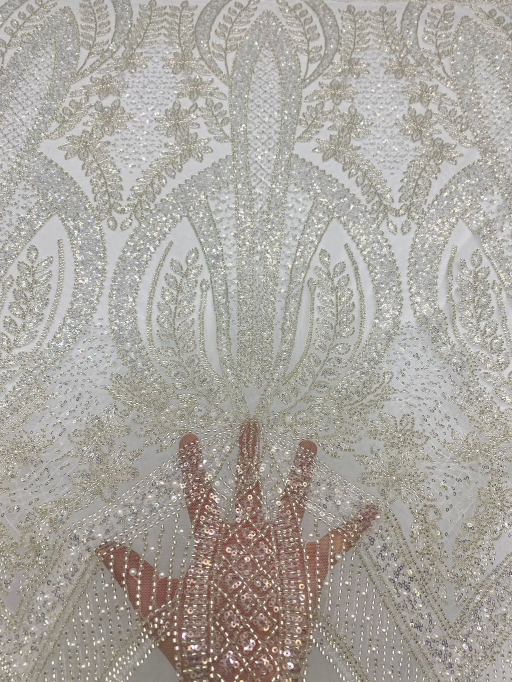Heavy Sequin & Bubble-Bead Embroidered Bridal Fabric – Design 69311 — fabric photo 4