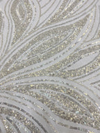 3D Floral Beaded Fabric with 3/4 mm Sequins — fabric photo 3