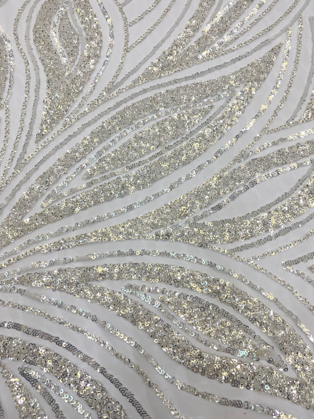 3D Floral Beaded Fabric with 3/4 mm Sequins — fabric photo 3