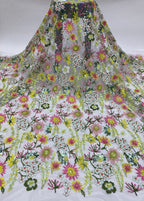 Multicolor Thread and Sequin Flat Embroidery Fabric