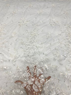 3D White-Core Bead and Sequin Embroidered Fabric — fabric photo 4