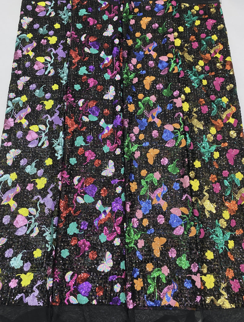 Multicolor 3 mm Sequin Embroidered Bridal Fabric – Design 87359 — fabric photo 2