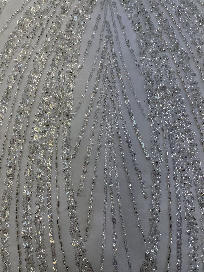 Bugle Bead & 3/5mm Crystal Sequin Fabric — fabric photo 5