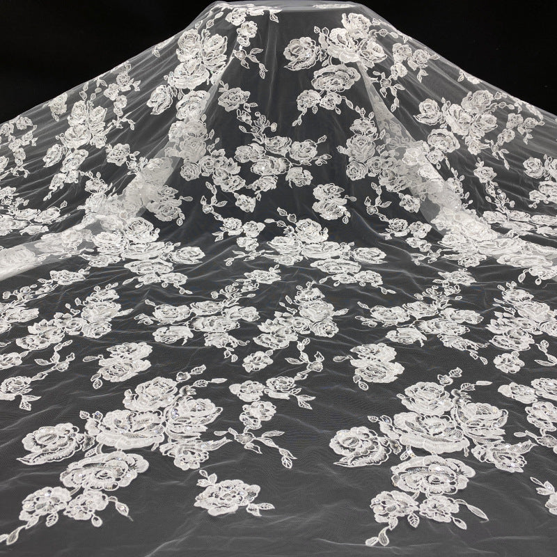 Sequin Embroidered Bridal Fabric – Design 37375