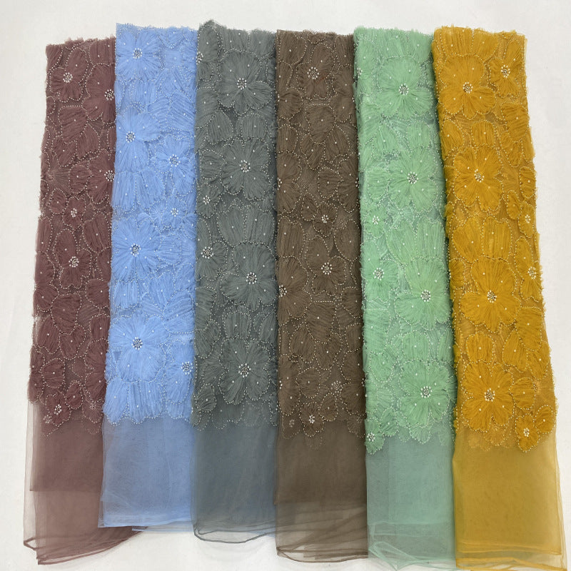 Heavy Disc Foam Bead Sequin Embroidered Fabric — fabric photo 3