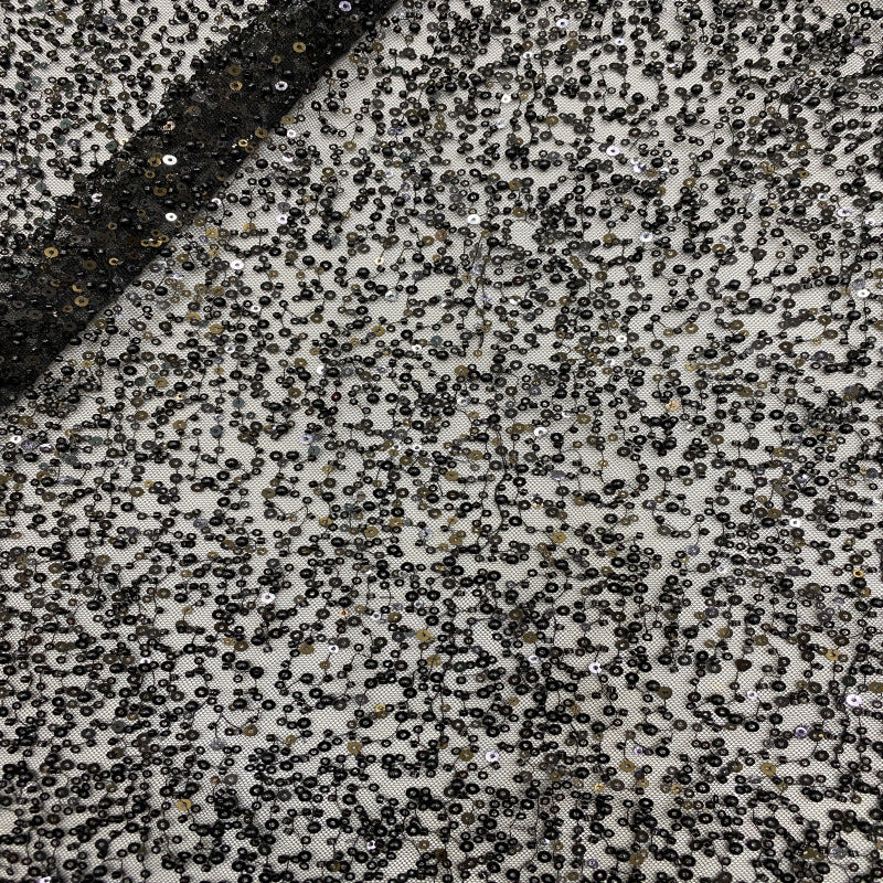 Bugle Bead and Crystal Embroidered Formal Fabric — fabric photo 5