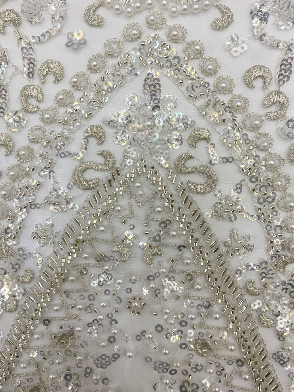 Ornamental Foam Bead & Crystal Sequin Fabric — fabric photo 5