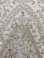 Ornamental Foam Bead & Crystal Sequin Fabric — fabric photo 5