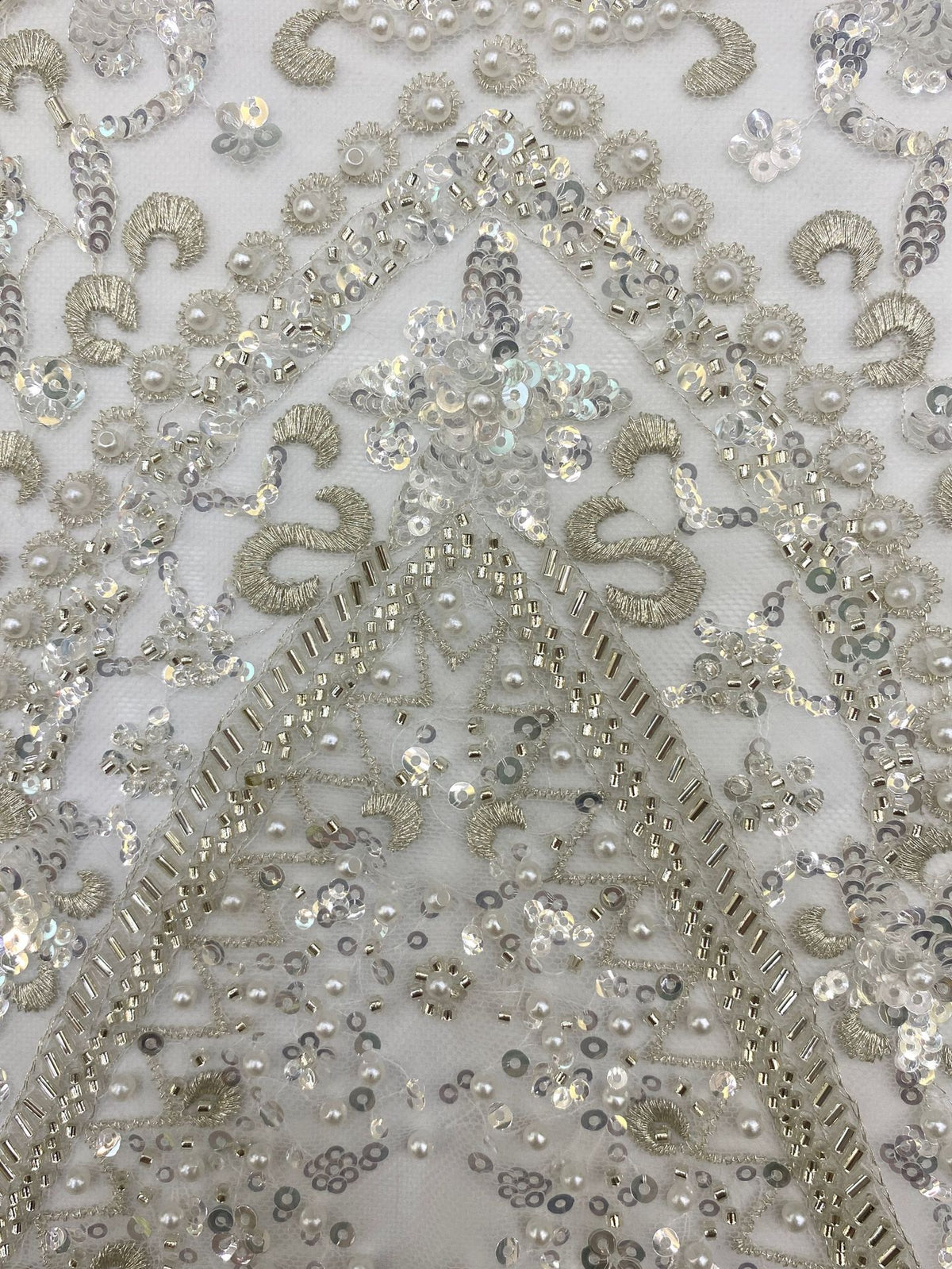 Ornamental Foam Bead & Crystal Sequin Fabric — fabric photo 5