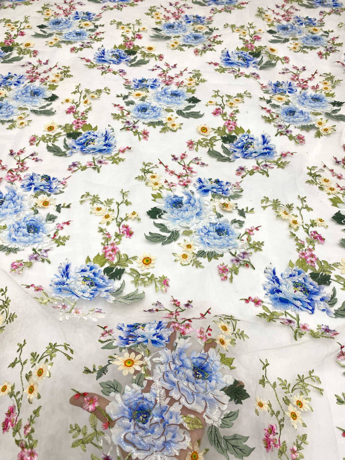 Botanical Printed Laser Embroidery Fabric — fabric photo 2