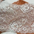 Large Floral Corded Raised-Texture Stretch Lace Trim 18 cm