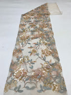 Botanical Bugle Bead and Mixed Sequin Embroidered Fabric — fabric photo 6