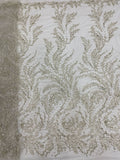 Silver-White Thread Triple-Bead & 3 mm Sequin Fabric — fabric photo 6
