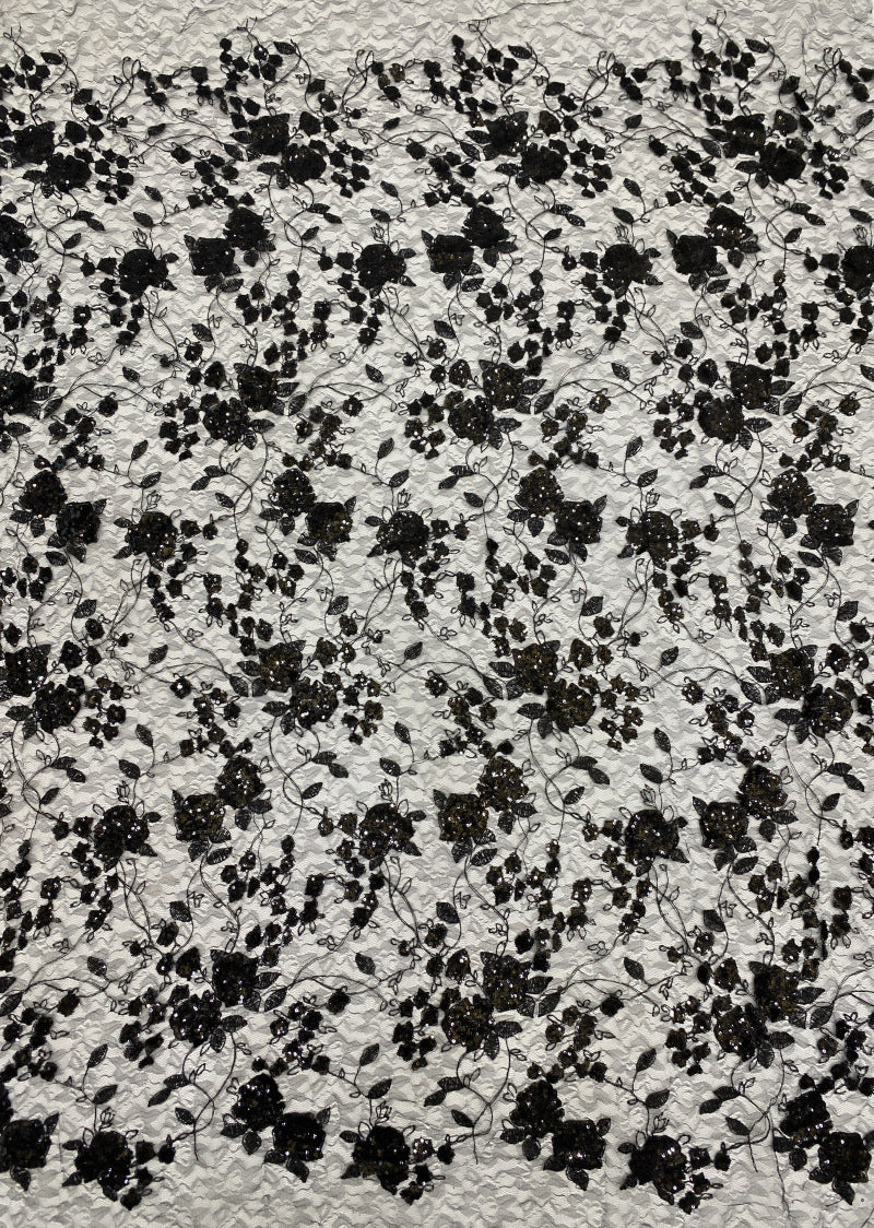 3 mm Sequin Embroidered Bridal Fabric – Design 70335 — fabric photo 6