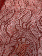 Wave 3/5 mm Crystal-Look Sequin & Silver-Bead Embroidered Bridal Fabric – Design 69183 — fabric photo 4