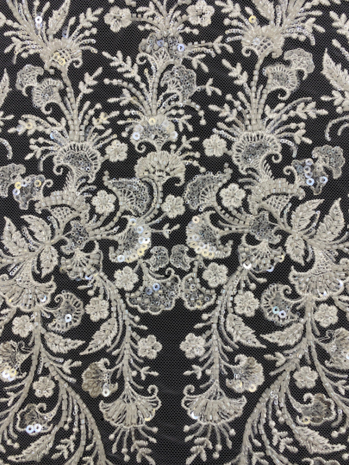 2/4 mm Crystal-Look Sequin Embroidered Bridal Fabric — fabric photo 2