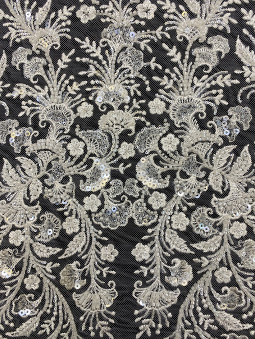 2/4 mm Crystal-Look Sequin Embroidered Bridal Fabric — fabric photo 2