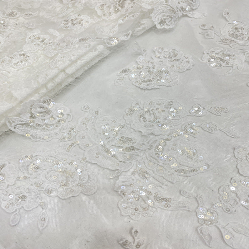 Sequin Embroidered Bridal Fabric – Design 37375 — fabric photo 5