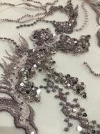 Raised Colorful Bead & 2/4 mm Sequin Embroidered Fabric — fabric photo 3
