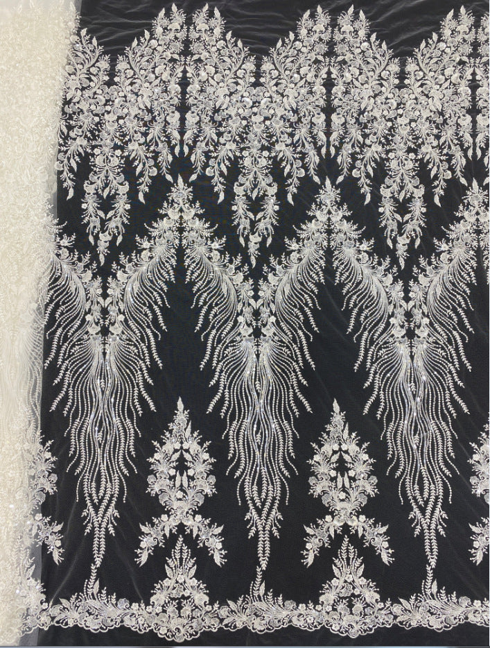 2/4 mm Crystal-Look Sequin Embroidered Bridal Fabric