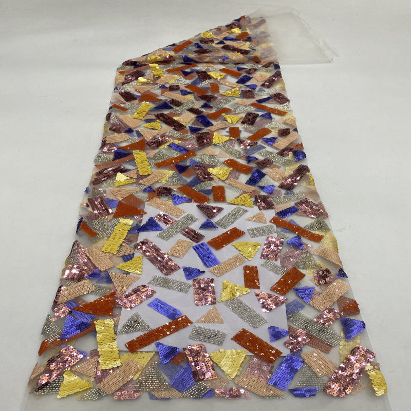 Geometric Sequin Embroidered Bridal Fabric