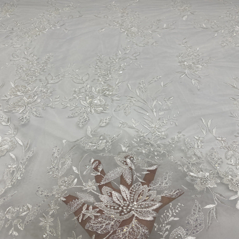 Large Floral Foam Bead & 3/4mm Sequin Fabric — fabric photo 4