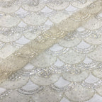 Fan-Shape Scale Ribbon Bead & Sequin Fabric — fabric photo 2