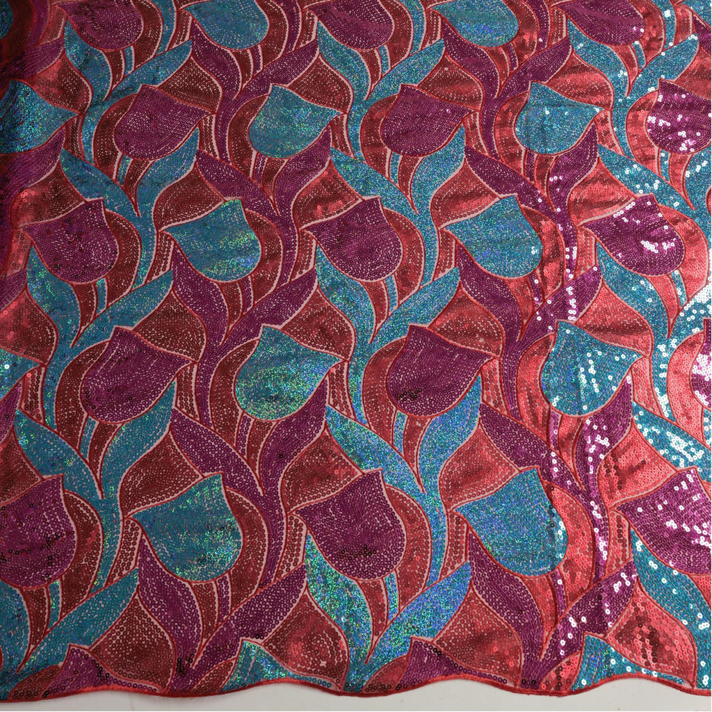 Sequin & Cordwork Embroidered Lace Fabric — fabric photo 3