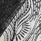 Sequin & Bugle-Bead Embroidered Tulle Mesh Fabric – Design 63199