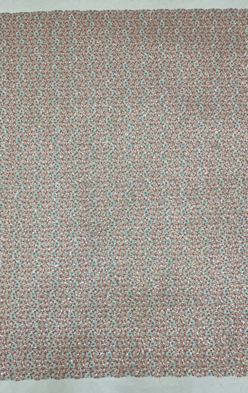 Multicolor Sequin Embroidered Bridal Fabric – Design 51807 — fabric photo 5