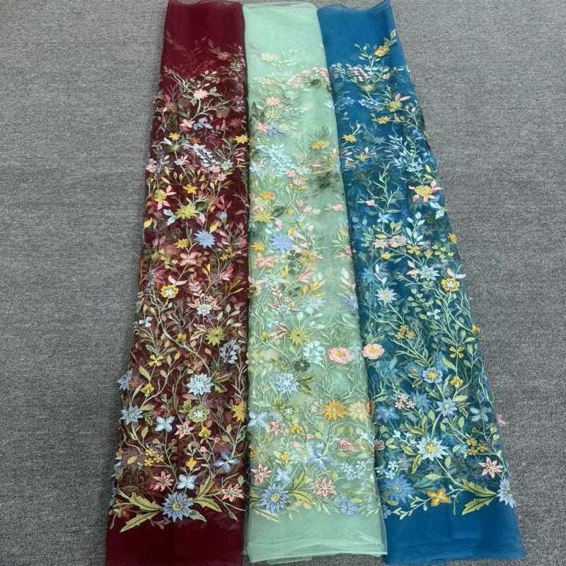 Multicolor Embroidered Bridal Fabric – Design 45567 — fabric photo 4