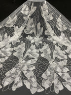 Large Floral Sequin & Laser-Cut Embroidered Lace Fabric — fabric photo 6