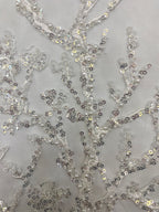 Tree Motif Foam Bead Sequin Bridal Fabric — fabric photo 5