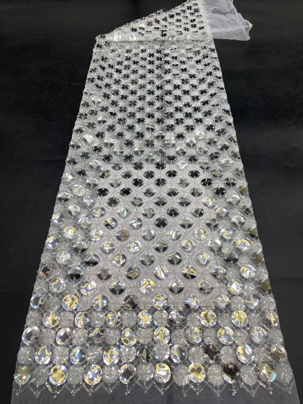 Sequin & Bubble-Bead Embroidered Bridal Fabric – Design 80927 — fabric photo 6