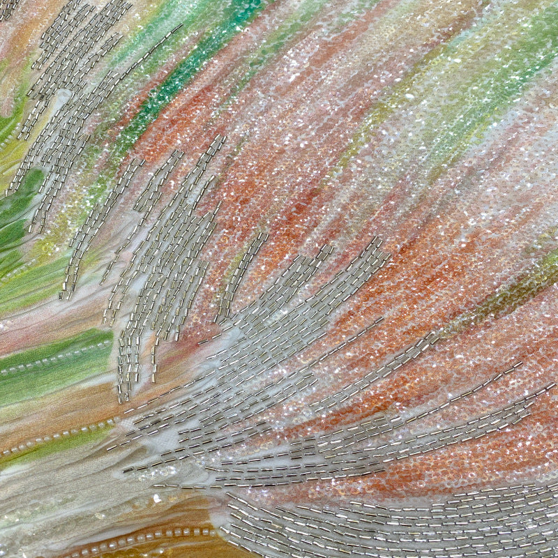 Printed Ribbon Bugle Bead Sequin Fabric — fabric photo 4