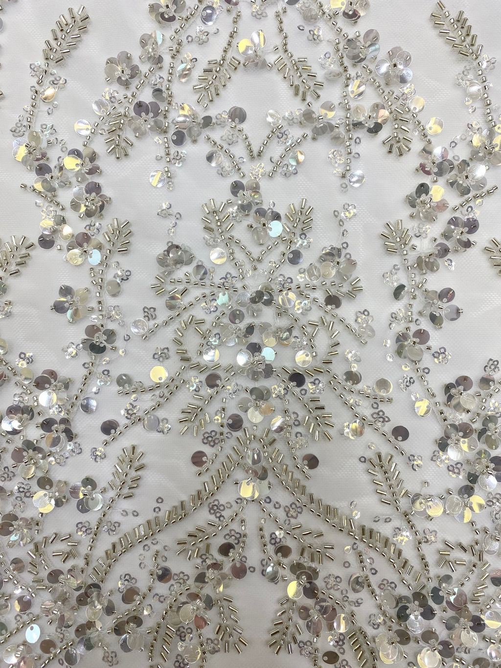 Plant Motif Foam Bead Sequin Embroidered Fabric — fabric photo 5