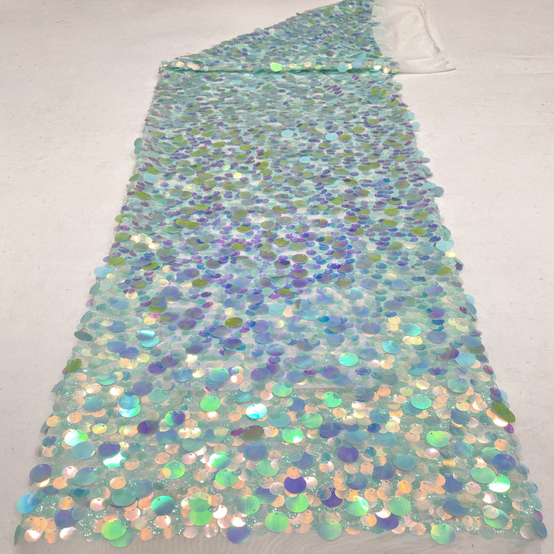 Stretch 9/12/18 mm Sequin Embroidered Stretch Mesh Fabric — fabric photo 2