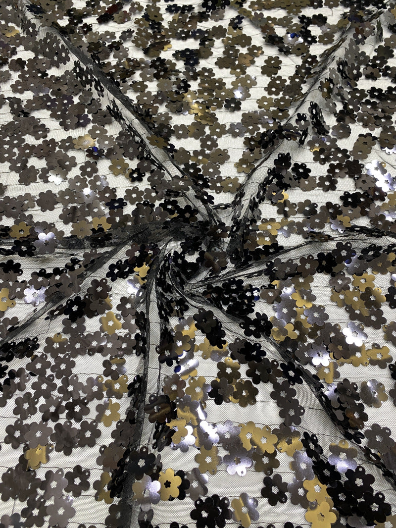 Multicolor Plum Blossom Sequin and Bead Fabric — fabric photo 4