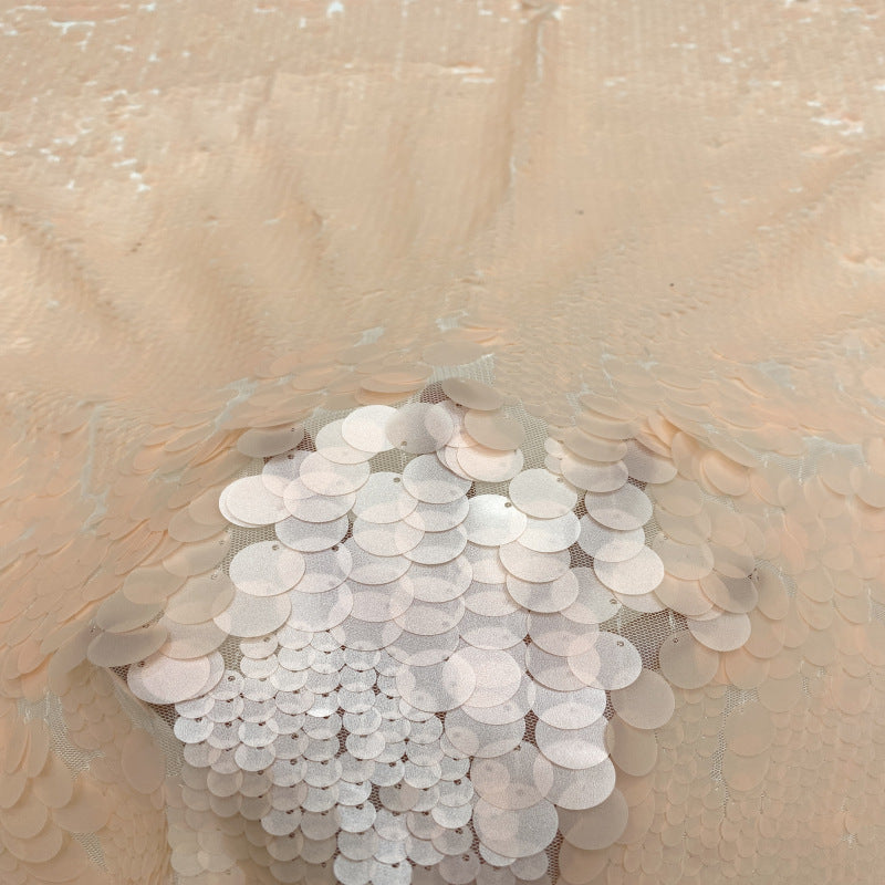 Warm-Tone 9/18 mm Mixed Sequin Embroidered Fabric — fabric photo 4