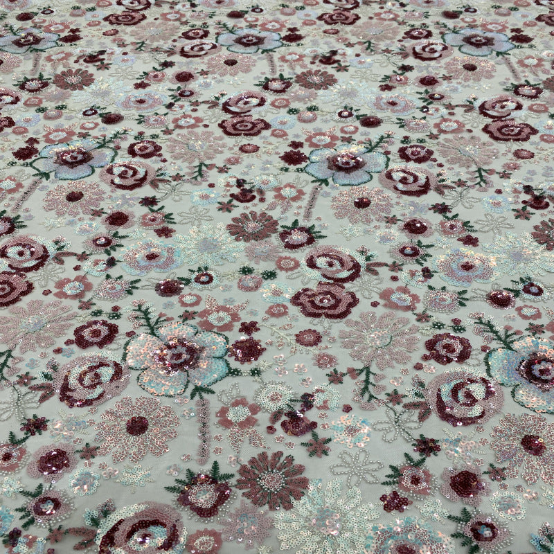 Heavy Sequin Embroidered Bridal Fabric – Design 82271 — fabric photo 3