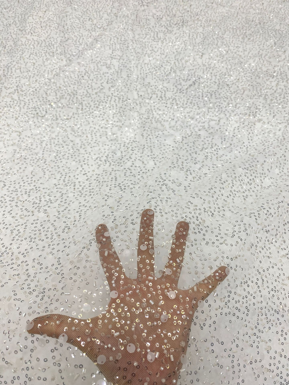 Printed Ribbon Foam Bead & Sequin Embroidery Fabric — fabric photo 2