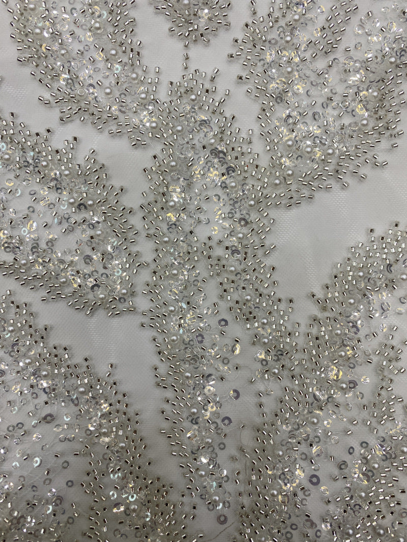 3D Heavy Double Bead & 3/4mm Sequin Fabric — fabric photo 5