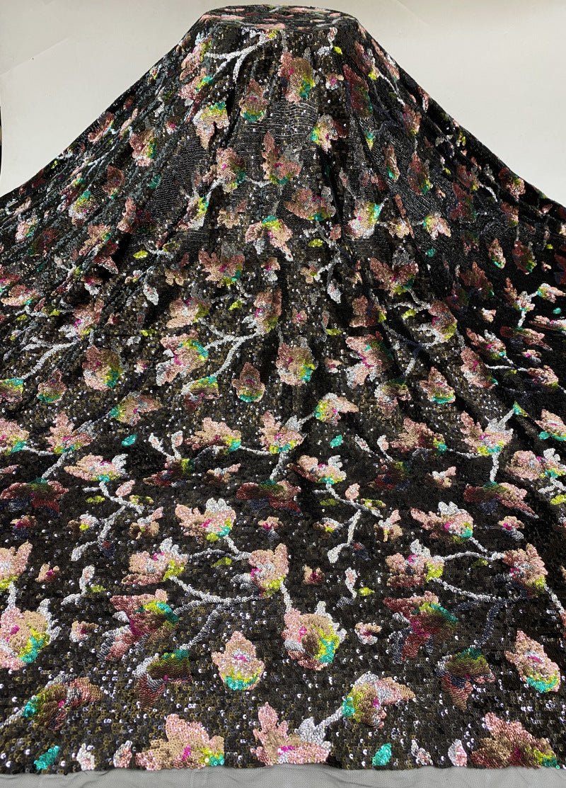 Heavy Sequin Embroidered Bridal Fabric – Design 57983 — fabric photo 5