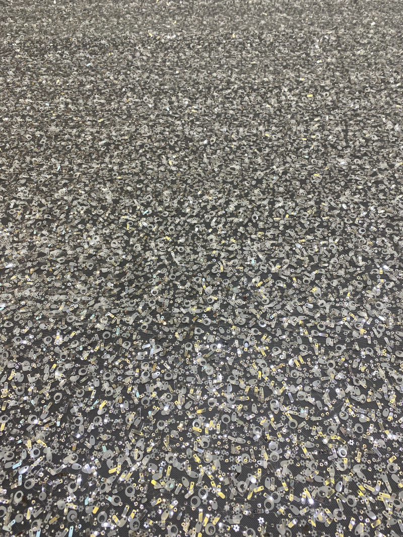 Specialty Shaped Sequin & Bead Embroidery Fabric — fabric photo 2