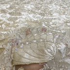 Textured Floral Foam Bead Sequin Fabric — fabric photo 5