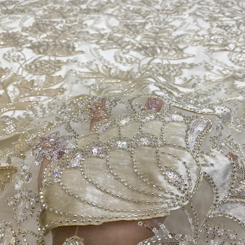 Textured Floral Foam Bead Sequin Fabric — fabric photo 5