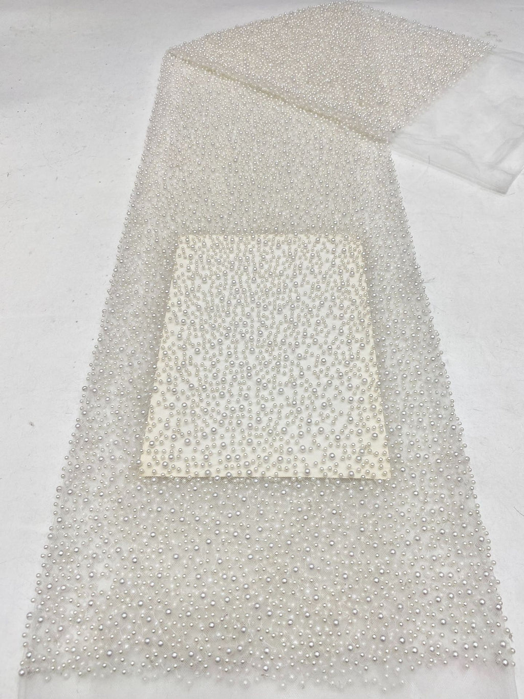 Dense Foam Bead Embroidered Bridal Fabric — fabric photo 6